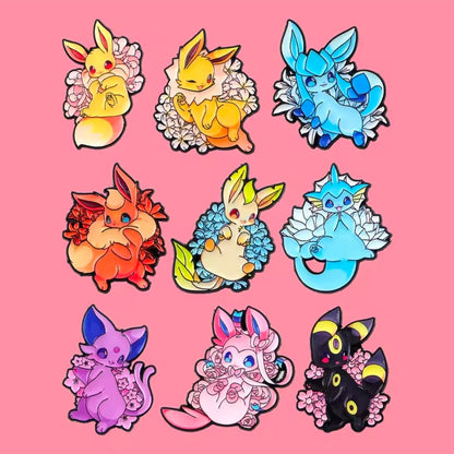 Eeveelution Flower Pins